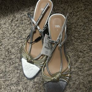 Zara Metallic Silver and Gold Heels